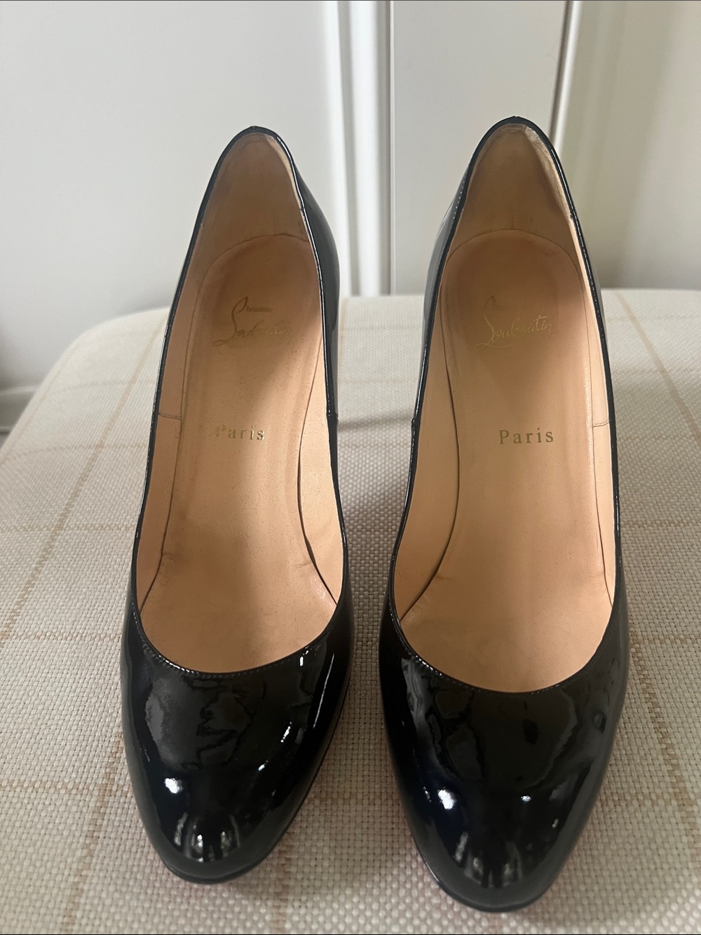 Christian Louboutin Black Patent Leather Pointed-Toe Pumps